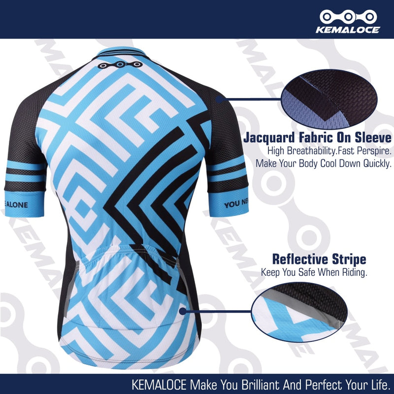 KEMALOCE Cycling Jersry Latest Full Sublimation Breathable Blue Comfortable Road Bike Wear Personalized China Men Cycling Shirt