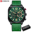Marca CURREN, relojes de pulsera de cuarzo marrón de lujo para hombre, reloj de cuero con esfera cronógrafo luminosa para hombre, reloj deportivo informal