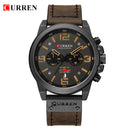 Relojes CURREN para hombre, marca de lujo, reloj de pulsera deportivo resistente al agua, cronógrafo, cuarzo, militar, cuero genuino, reloj Masculino