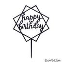 Happy Birthday Cake Topper Acrylic Gold Silver Cake Flag Cupcake Topper For Boy Girl Birthday Party Decorations Wedding Supplies