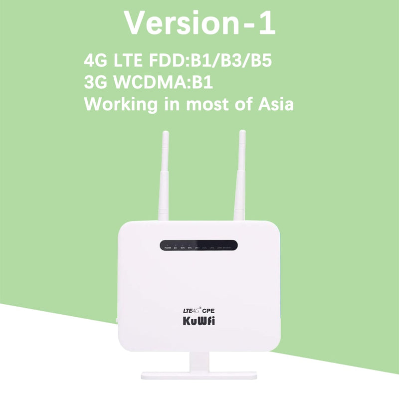 KuWFi 4G-Router-SIM-Karte 300 Mbit / s entsperrter 4G-CPE-WLAN-Router 150 Mbit / s CAT4 Mobiler WLAN-Hotspot mit Sim-Kartensteckplatz 4 LAN-Ports