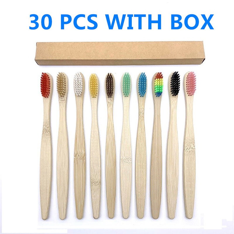 50/40/30-pack Bamboo Toothbrush Adults Soft Bristles Biodegradable Plastic-Free Toothbrushes Low Carbon Eco Bamboo Handle Brush