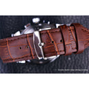 Forsining Moon Phase Shanghai Movement Rose Gold Case Brown Leather Strap Men Watch Top Brand Luxury Automatic Self Wind Watch