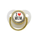 9 Colors Pacifier Baby Shower Gift Bling Baby Dummy Silicone BPA Free Infant Nipple Newborn Pacifiers For Babies I Love Mum Dad