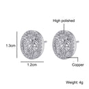 Hip HOP 1Pair Zircon Micro Paved Lion Iced Out Rhinestone CZ Stone Round Bling Stud Earring Copper Earrings For Men Jewelry