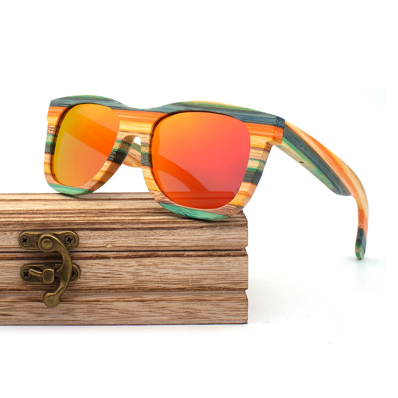 Gafas de sol polarizadas para hombre 2020, lentes de espejo de madera de bambú, gafas de sol para mujer, diseño de marca, tonos coloridos hechos a mano