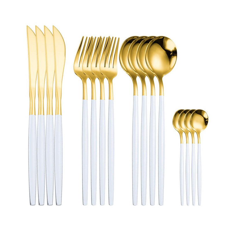 Cutlery Set Rose Gold Dinnerware Set 18/10 Stainless Steel Knife Fork Spoon  Kitchen Tableware Set Flatware Wholesale Cutlery