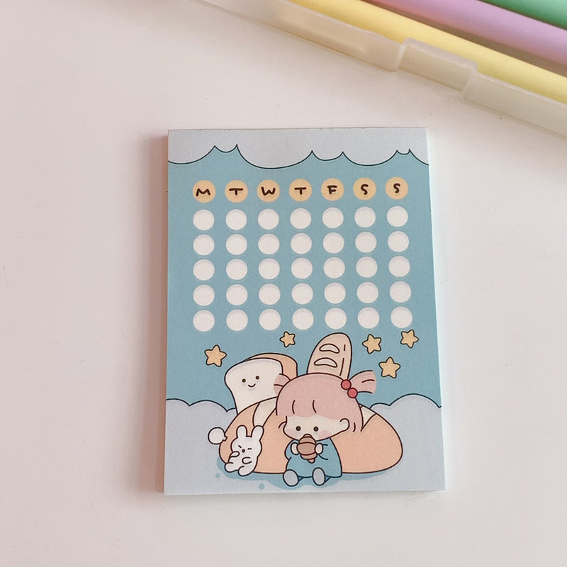 MINKYS Kawaii 50 hojas Bloc de notas papel para hacer lista de verificación planificador diario Bloc de notas Paperlaria escuela coreana papelería