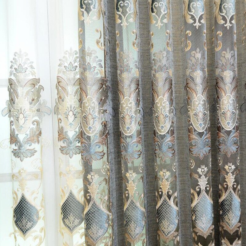 Cortinas de estilo nórdico para sala de estar, comedor, dormitorio, cortinas bordadas de chenilla, producto terminado de tul, personalización