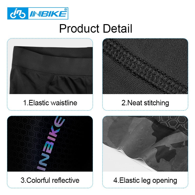 INBIKE 3D Thickened Pad Cycling Shorts Shockproof MTB Bicycle Shorts Summer Men Road Bike Shorts Reflective Tights SA003