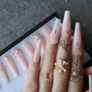 Luxury coffin Ombre fake nails Cute baby nude Noble crystal design Press the nail Acrylic Box nails Custom logo