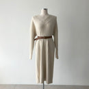 2020 New Autumn Sweater Women Dress Winter Long Sleeve Sweaters Knitted Dresses Womens Loose Maxi Oversize Knitting Robe Vestido