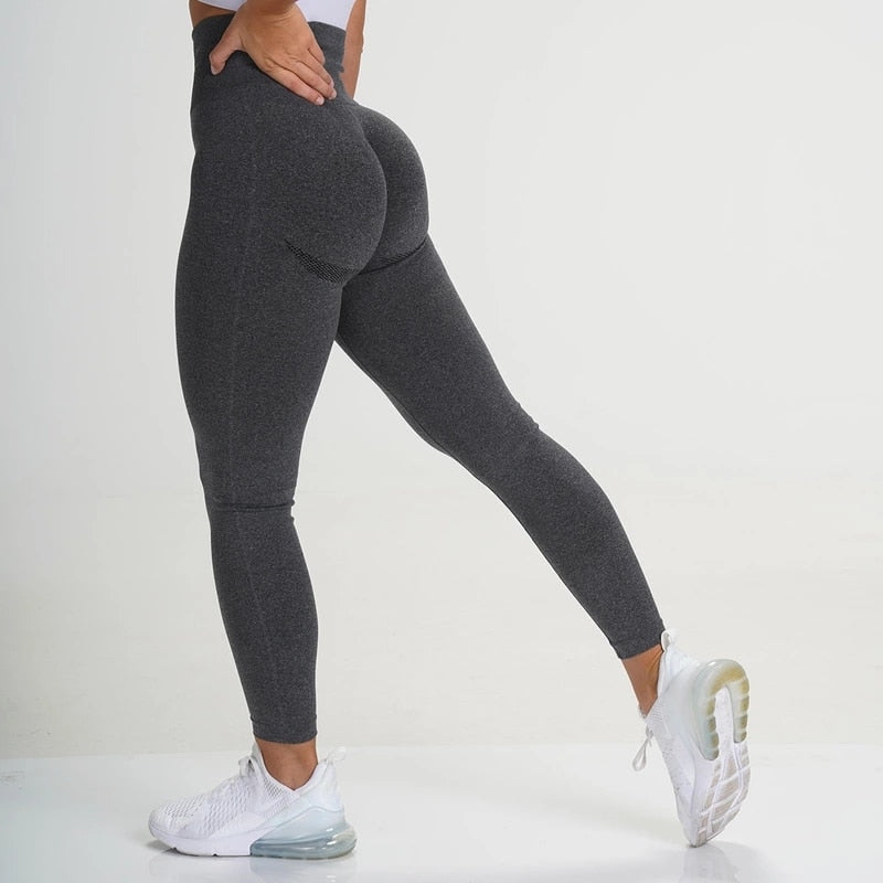 High Waist Seamless Yoga Leggings Sport Women Fitness Yoga Pants Solid  Elastic Push Up Leggings Women Workout Tight Sports Pant