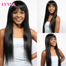 Brazilian Long Straight Wig with Bangs Human Hair Wig 150% Density Full Machine Wig with Bang for Black Women