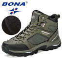BONA, botas para hombre, zapatos de cuero antideslizantes, populares, cómodos, para primavera y otoño, zapatos para hombre, botas cortas de felpa para la nieve, suela exterior duradera