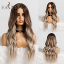 EASIHAIR Long Black Synthetic Wigs for Women Middle Part Wigs Natural Hair Wavy Wig Cosplay Heat Resistant Black Hair Wig