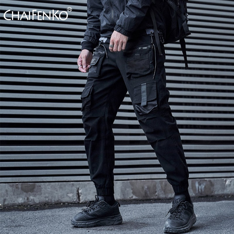 CHAIFENKO, pantalones Cargo negros para hombre, ropa informal estilo Hip Hop, pantalones de chándal, pantalones bombachos Harajuku de moda, pantalones informales con múltiples bolsillos para hombre