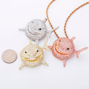 TOPGRILLZ Small Size Shark Pendant Iced Out Cubic Zirconia Pendant Necklace Hip Hop For Men Women Fashion Gift Jewelry