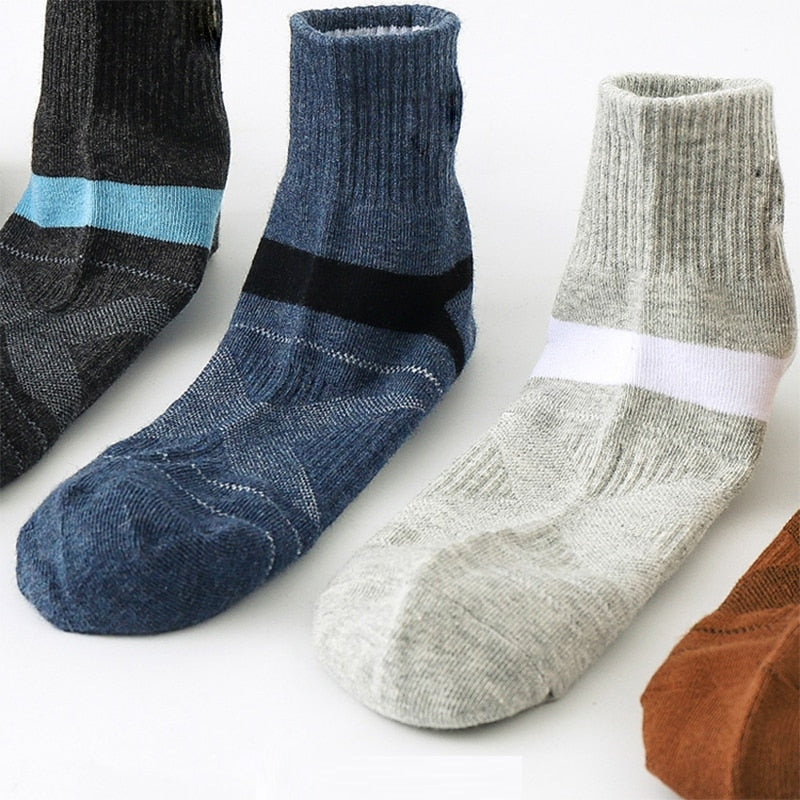 10PCS=5Pair High Quality Cotton New Autumn Men's Socks Running Winter Casual Breathable Active Socks Stripe Sport Socks EUR38-48