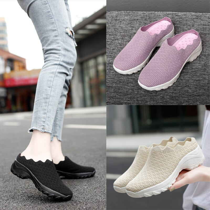 STRONGSHEN Women Shoes Fashion Breathable Walk Mesh Flat Shoes Lady Sneakers Women Tenis Feminino Shoes Lady Mesh Summer Shoes