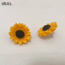 SMJEL Cartoon Sunflower Earings for Women Fashion Big Sun Flower Statement Earring Korean Studs Jewelry Best Friend Gifts