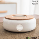 BORREY Ceramic Teapot Warmer Holder Base Tea Warmer Insulation Base Tea Coffee Water Warmer Candle Heating Base Holder Teaware