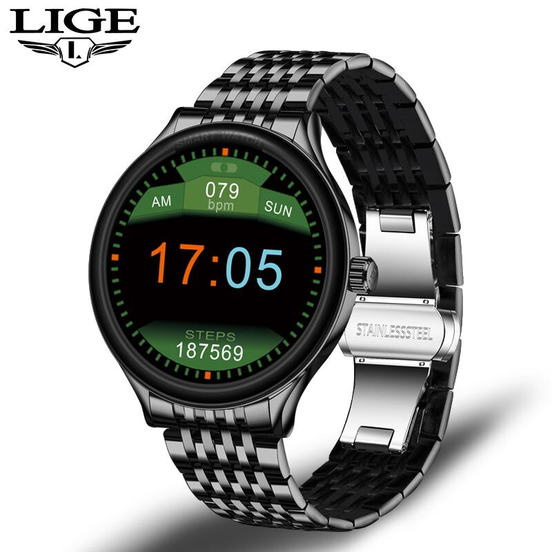 LIGE Neue Smart Watch Herren Smartwatch Sport Fitness Tracker Wasserdicht Full Circle Touchscreen Reloj Inteligente für Android IOS