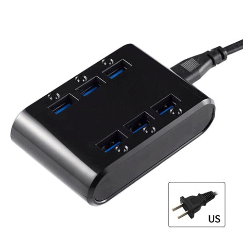 PUJIMAX EU/US/UK Plug 24W 4.8A 6-Ports USB Charger Hub Power Station Mobile Phone Charger for Samsung Huawei LG Iphone Adapter