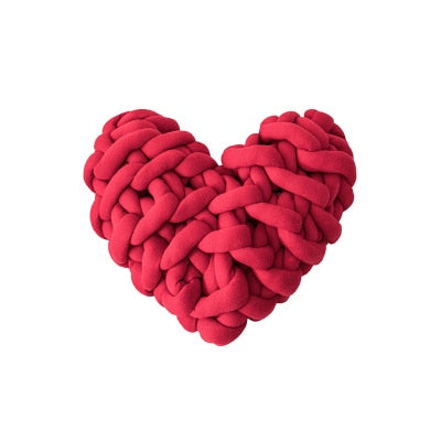 DUNXDECO Heart Pillow Knots Cushion Heart Shape Solid Color Stuffed Plush Toy Doll Present Decorative Pillow Sofa Chair Decorate