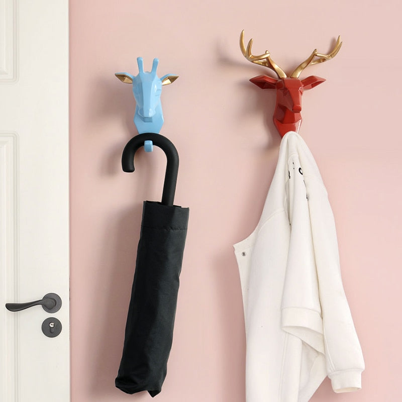 Bonitos animales llave paraguas gancho colgador de pared diseño ganchos decorativos toalla para cocina llavero ganchos de pared decorativos