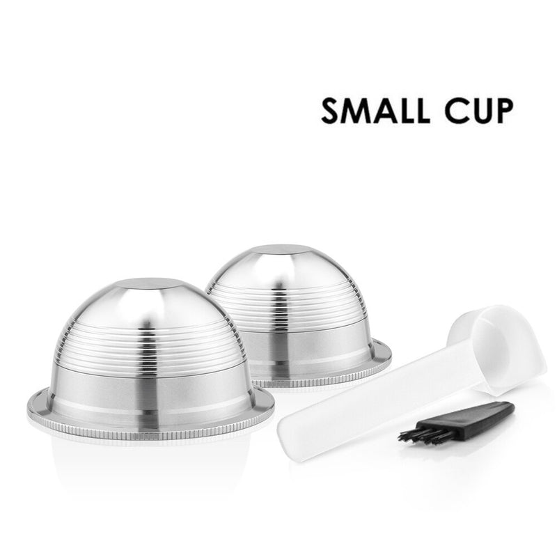 ICafilas BIG & Small CUP Espresso Capsulas ReusableNespresso Vertuoline & Vertuo Stainless Steel Refillable Coffee Filter  Pods