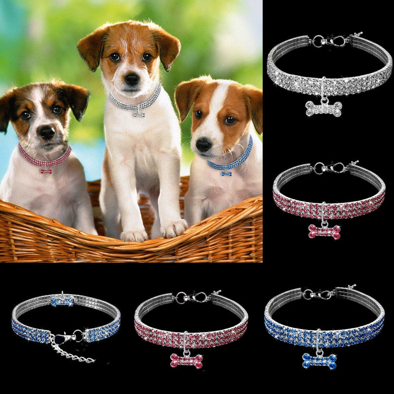 Collares de cristal ostentosos para perros y gatos, Collar ajustable para perros pequeños, gatos, Chihuahua, Pug, Yorkshire, accesorios para Collar de mascotas