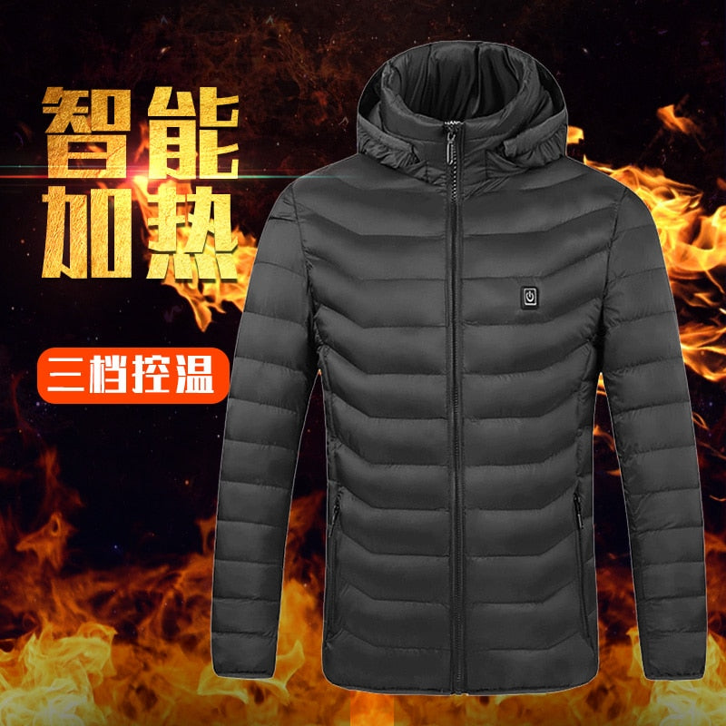 Chaquetas térmicas de alta calidad, chaleco de algodón para hombres y mujeres, abrigo para exteriores, chaquetas con capucha con calefacción eléctrica USB, abrigo térmico cálido para invierno