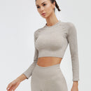 Workout Tops For Women Fitness Sport Yoga Top Knitted Yoga Shirt Seamless Top Long Sleeve Running Sport Shirt Women Sportswear