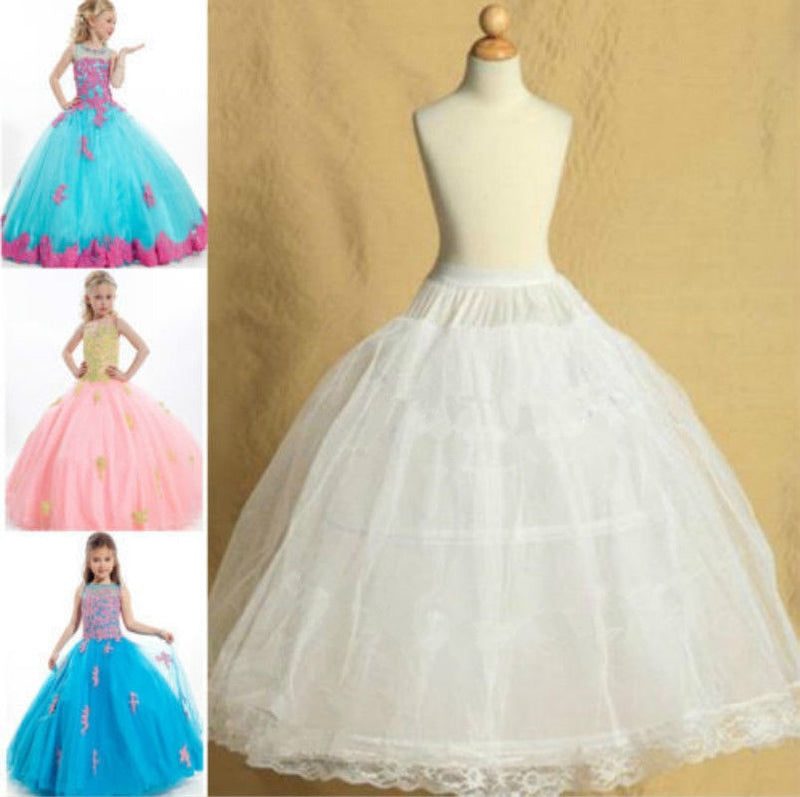 Lolita Skirt Kids 2 Hoop Pettiskirt For Wedding Flower Girl Petticoat Underskirt Slips Princess For Child 2-14 Years Vestidos