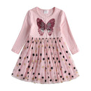 VIKITA Girl Princess Dress New Autumn Kid Girls Dress Sequins Sweet Girls Casual Clothes Butterfly Costumes Children Clothing