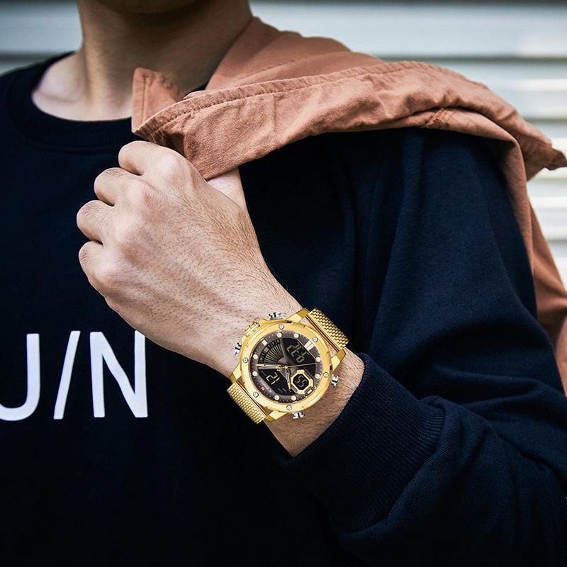 New Watches NAVIFORCE Top Brand Luxury Gold Quartz Mens Watch Waterproof Big Sport Wrist Watch Stainless Steel Date Reloj Hombre