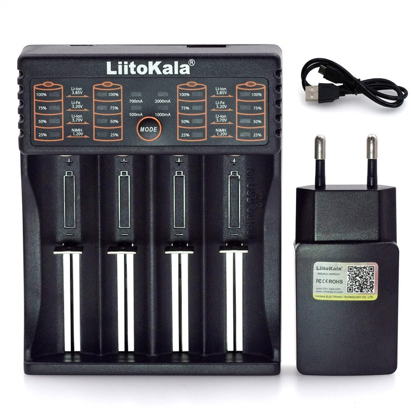 Liitokala Lii402 Lii202 Lii100 LiiS1 18650 Ladegerät 1,2 V 3,7 V 3,2 V AA/AAA 26650 NiMH Li-Ionen-Akku Smart Charger 5 V 2 A EU-Stecker