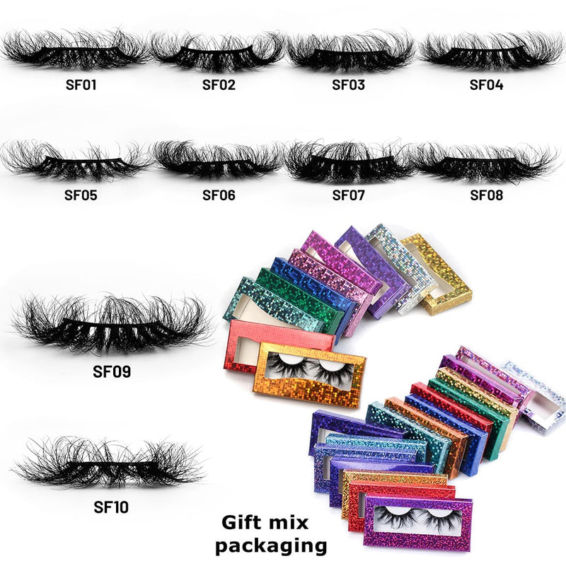 Rainsin Mink Lashes Wholesale Fluffy Mink Hair Eyelashes Pack 25mm Wispy Mink Lashes Bulk With Packaging Messy Mink Lashes Set