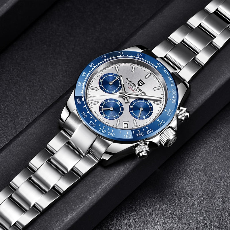 Reloj de pulsera de cuarzo con diseño PAGANI para hombre, reloj deportivo de cristal de zafiro de lujo, reloj cronógrafo con correa de goma para hombre, reloj japonés VK63 para hombre