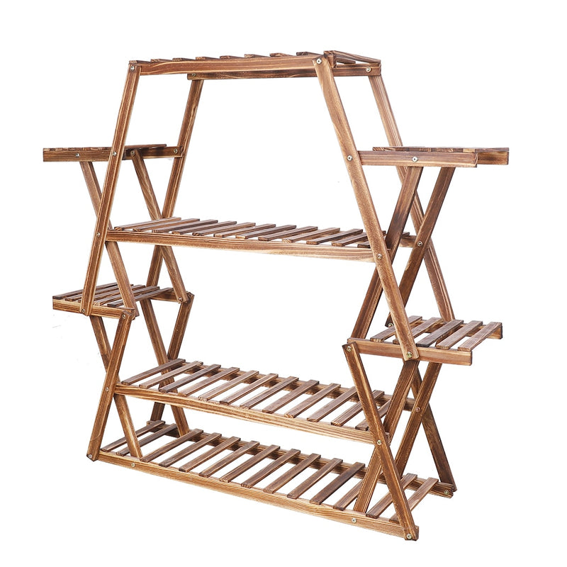 Soporte Triangular grande para plantas de madera, soporte para maceta de 6 niveles para interiores, estante de exhibición de esquina, estantes organizadores