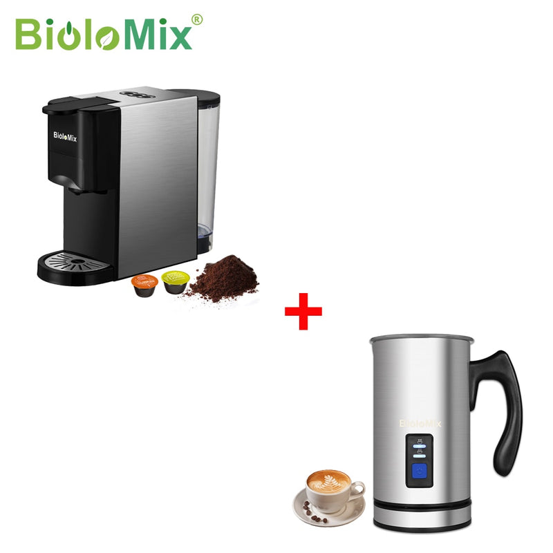 BioloMix 3 en 1 Cafetera Espresso 19Bar 1450W Cafetera de cápsula múltiple apta para Nespresso,Dolce Gusto y café en polvo