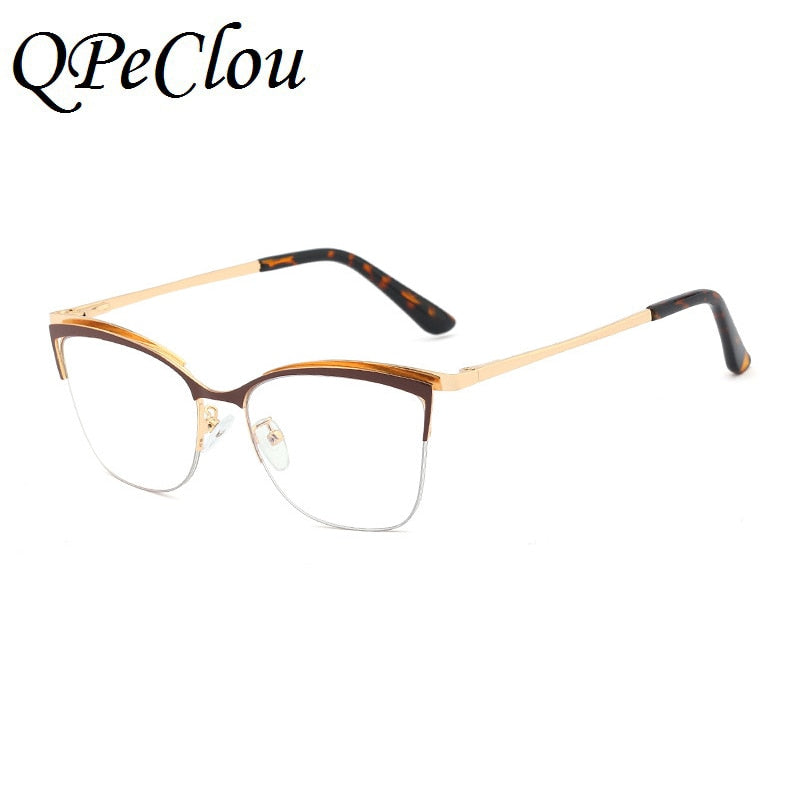 2021 Fashion Square Anti-blue Glasses Frame Women Vintage Metal Optical Transparent Eyeglasses Female No Degree Oculos Feminino