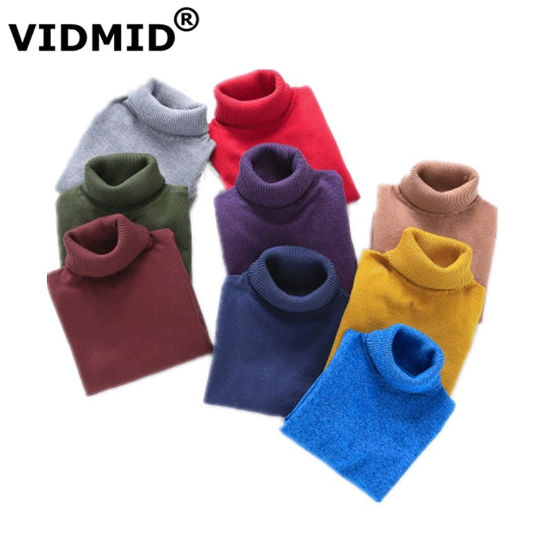 VIDMID Baby Girls boys Winter Turtleneck Sweaters Colthes Autumn Children Clothing Pullover Knitted Solid Kids Sweaters 7088 07