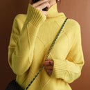 Cashmere sweater women turtleneck sweater pure color knitted turtleneck pullover 100% pure wool loose large size sweater women