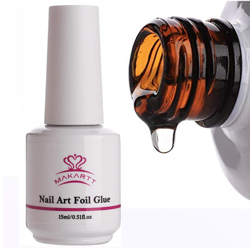 Makartt Nail Art Foil Glue Gel para pegatinas de papel de aluminio Nail Transfer Tips Manicure Art DIY 15ML 1 Botellas Lámpara de curado de uñas Requerido