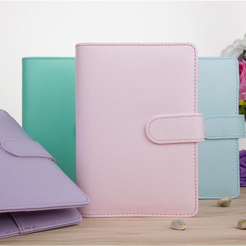 MINKYS Macaroon Color A6/A5 PU-Leder DIY Binder Notebook Cover Tagebuch Agenda Planer Bullet Cover Schule Schreibwaren