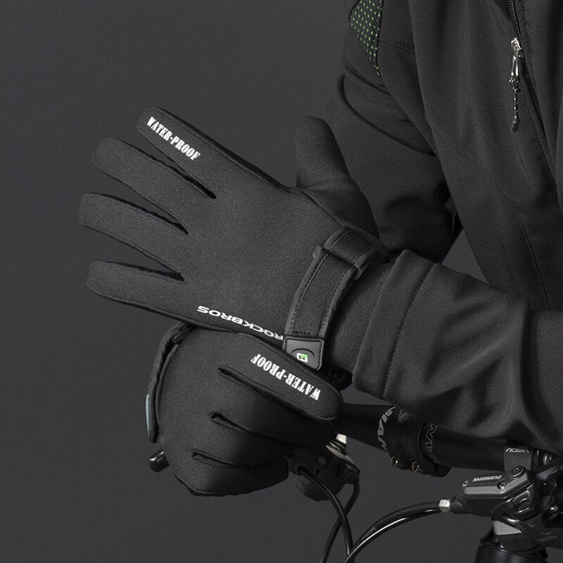 ROCKBROS Winter -40 Grad Fahrradhandschuhe, wasserdichtes Fleece, hält warm, Touchscreen-Handschuhe für Fahrrad, Moto, Skifahren, Wandern