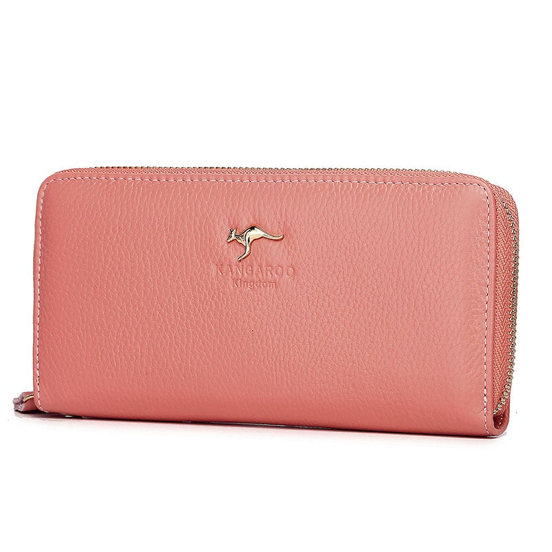 KANGAROO KINGDOM brand fashion women wallets genuine leather long zipper female clutch purse wallet