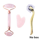 Slimming Massager Rose Quartz Roller Natural Jade Roller Microneedle Roller Jade Spatula Three-piece Skin Care Facial Massager
